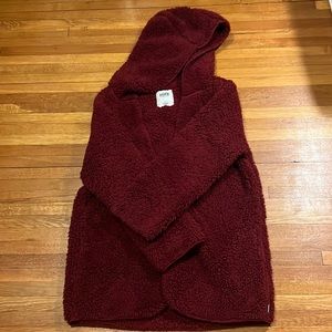Oversized pink brand maroon Sherpa jacket